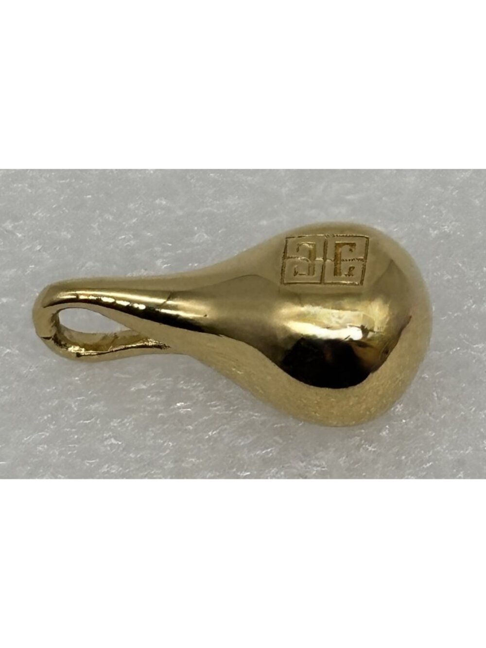 Vintage Givenchy Classic Logo Pendant Charm Teardrop Pear Shape Gold Tone Signed - Picture 3 of 14